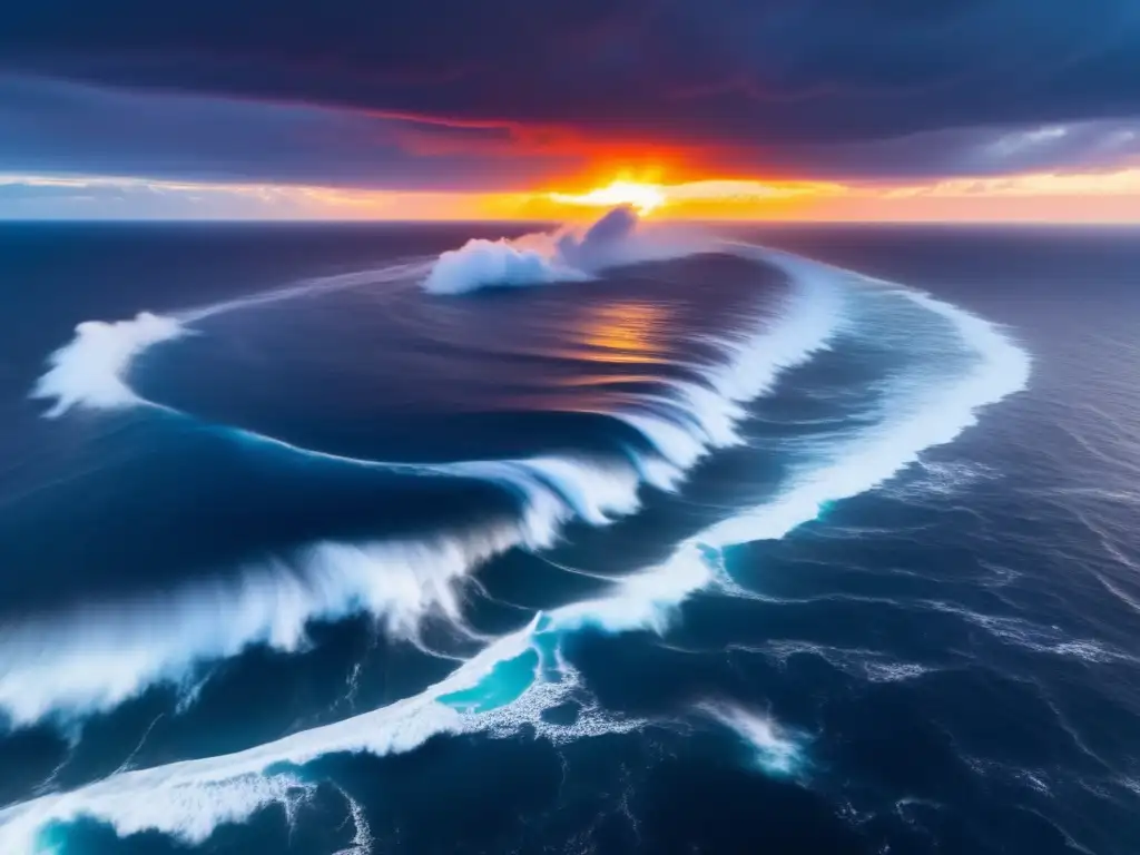 Quickly capturing the essence of an aerial view of the North Atlantic Ocean's vibrant clouds swirling in a captivating circular motion during the peak of the extratropical cyclone season