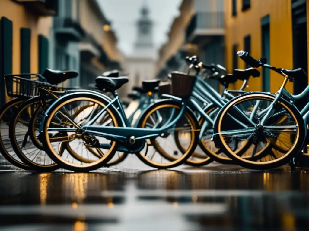 Resilient cyclists face the horizon, wheels turned towards progress in a hurricane-ravaged city