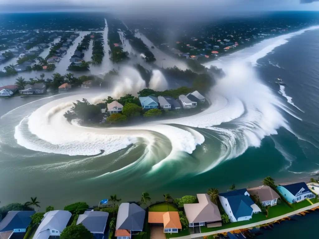 Hurricane wreaks havoc on city, with uprooted trees, debris, and homes scattered in the devastating aftermath of a Category 5 storm surge