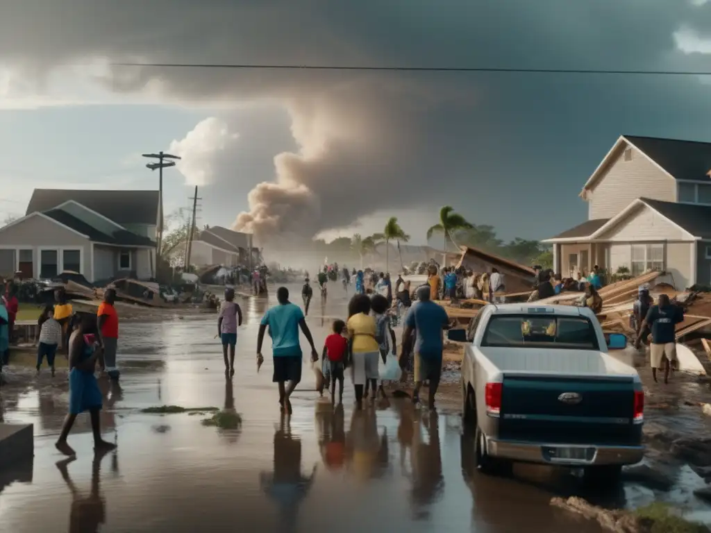 Amidst the ruins of a hurricane, a community unites, rebuilding hope and resilience in the face of adversity