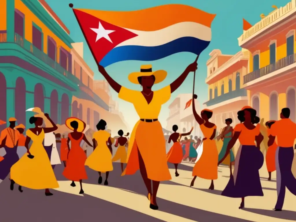 A lively Cuban street, like a scene from a period film, radiates excitement and hope