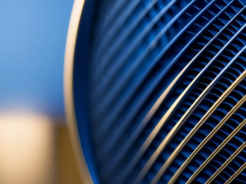 A visually stunning closeup of a dehumidifier with a gleaming metal casing and intricate, textured fan blades