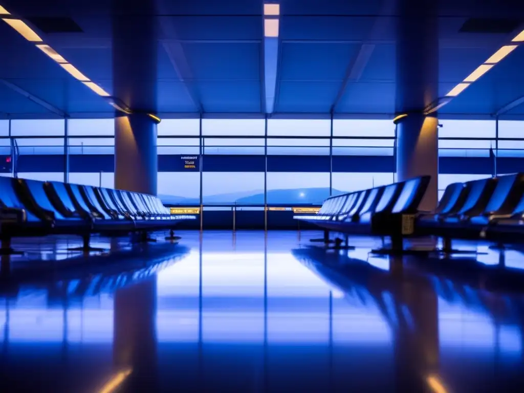 A hauntingly beautiful panoramic shot captures the quiet emptiness of a deserted Departure Gate