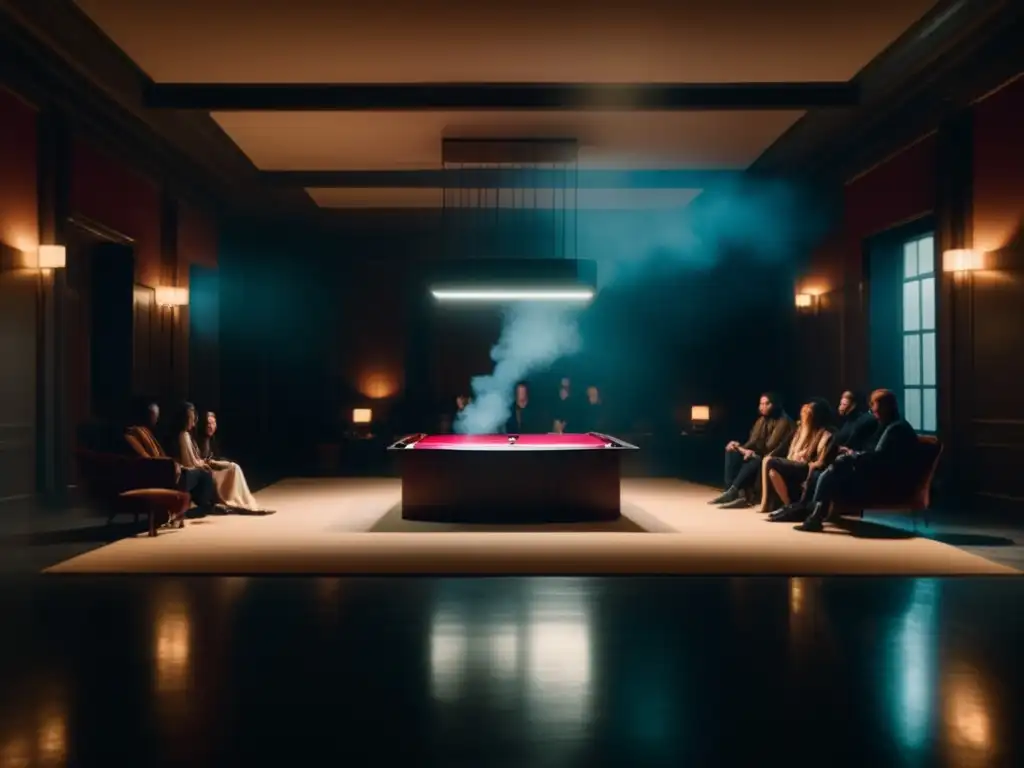 Dash: A cinematic photograph captures a sultry, dimly lit room with an austere, minimalist interior design style