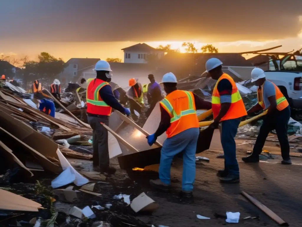 Dramatic cleanup effort: Diverse group of volunteers united in posthurricane restoration, clearing debris from building strewn streets