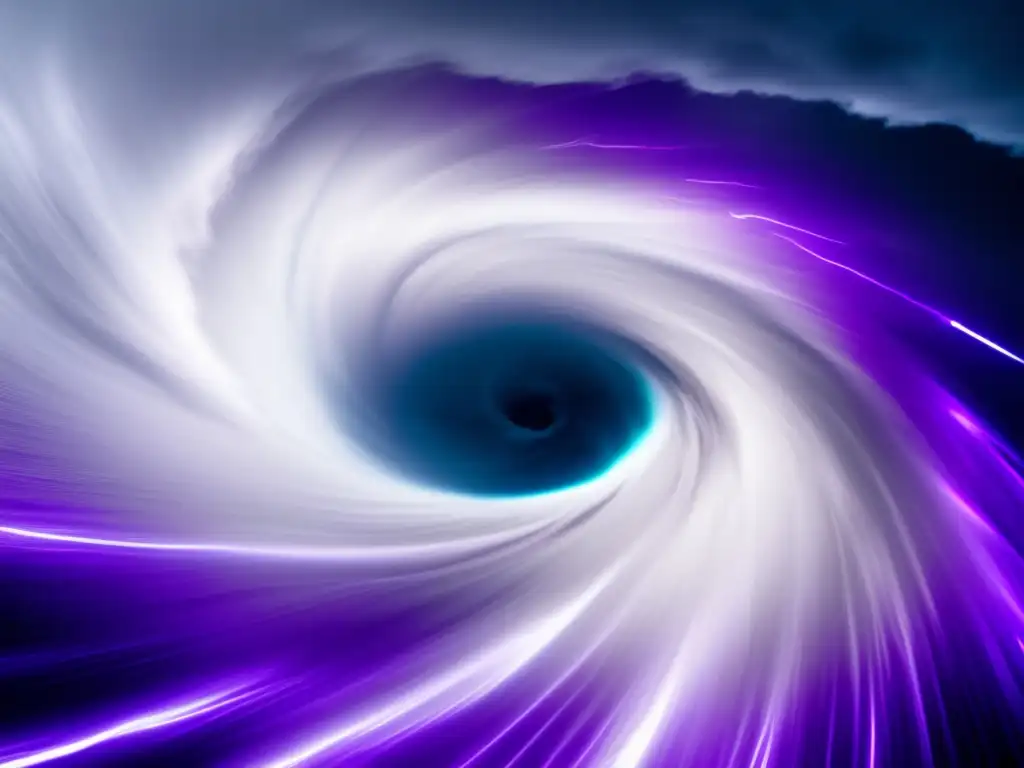 A hurricane in motion, swirling from above with a cinematic composition