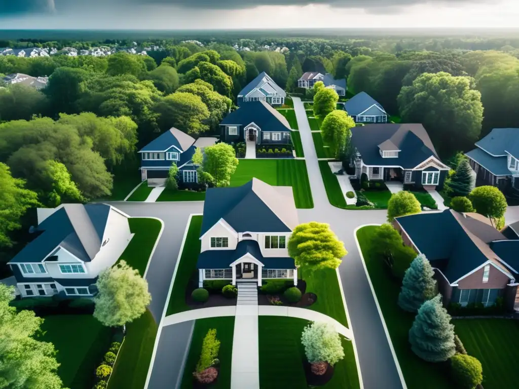 Drone captures the essence of suburban beauty before a storm brews in the distance