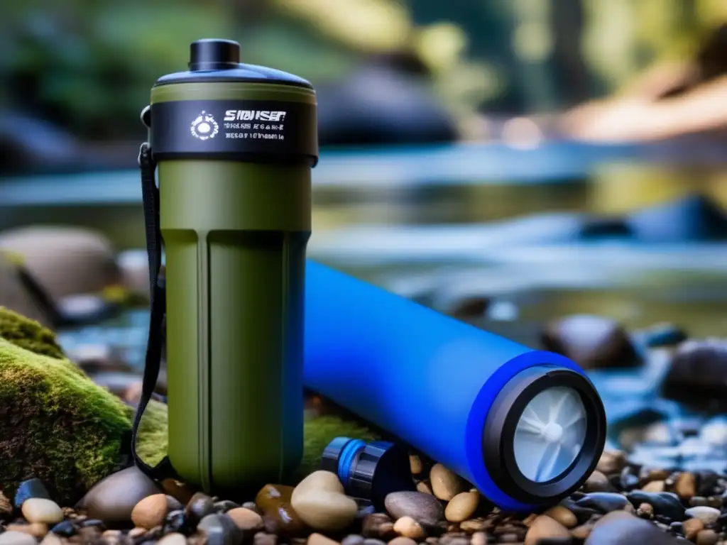 A portable water filter with reverse osmosis membrane provides clean drinking water during a crisis or in the wilderness