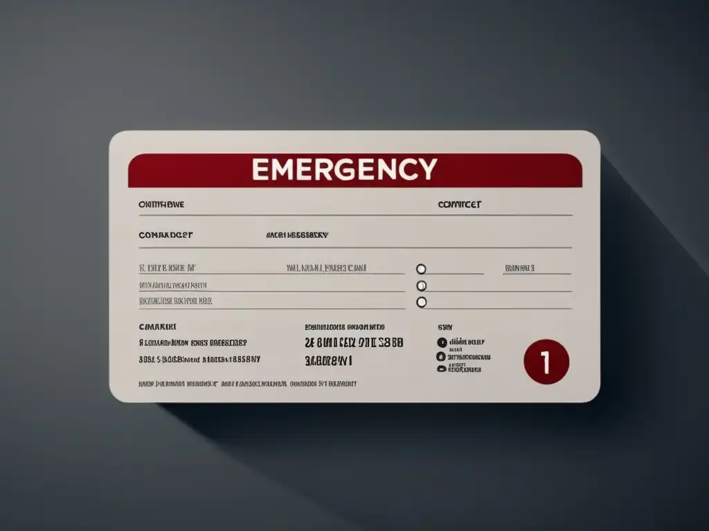 An emergency contact card held against a stark, desaturated background highlights the urgency of addressing important information