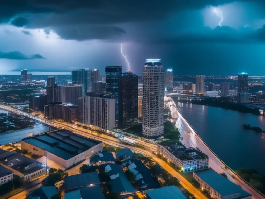 As the city braces for a hurricane, the genre of this image conveys emotions