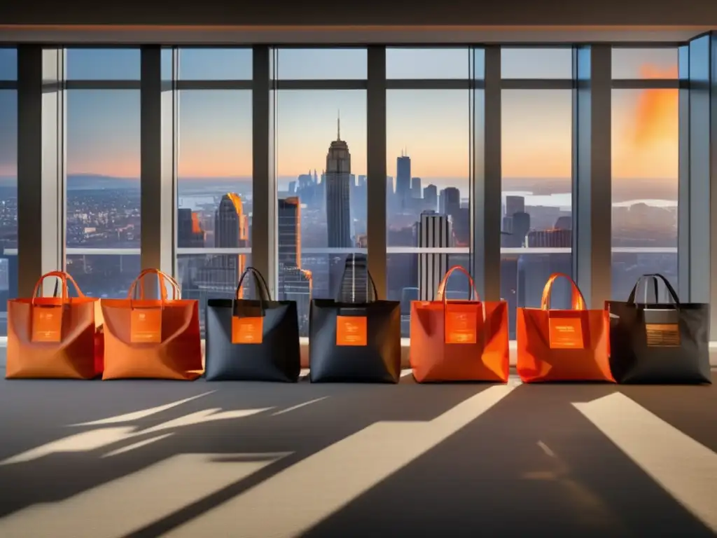 A stunning view of a room with rows and rows of customizable fire-resistant document bags on display