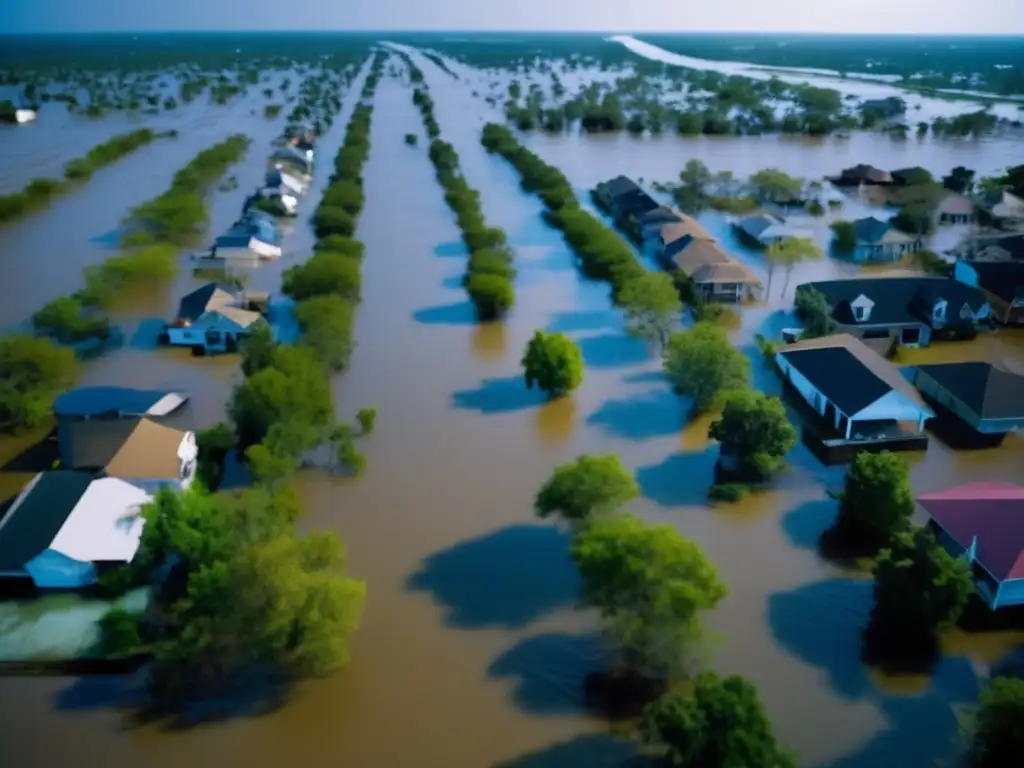 Devastation reigns as floodwaters flood the broken levees of Louisiana, submerging homes and streets in New Orleans in 2005