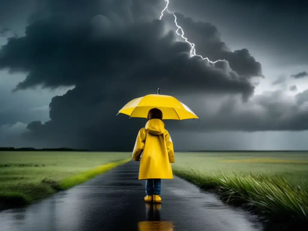 In the midst of chaos, a child finds tranquility in the hurricane's rain