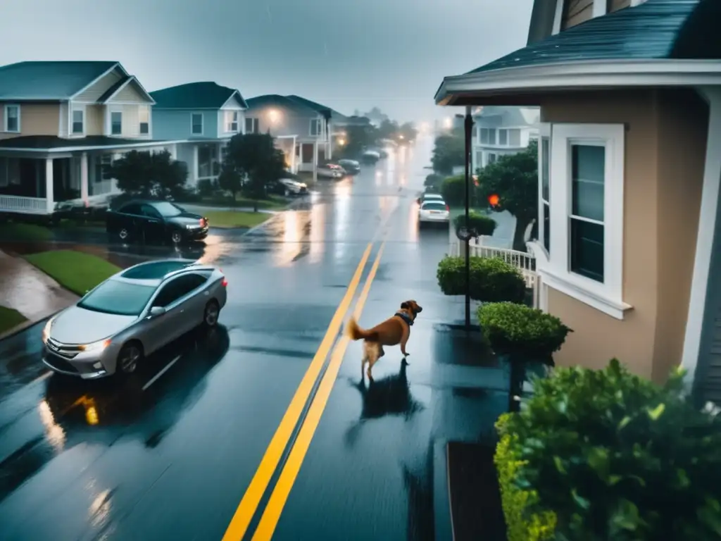 A busy city street during a hurricane