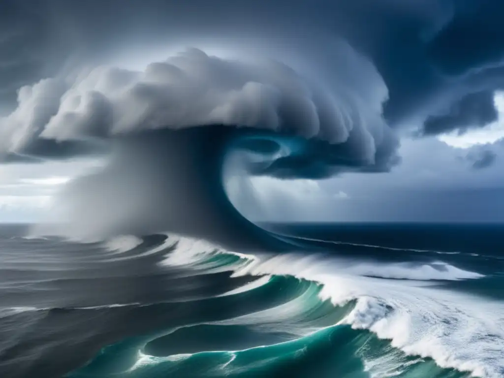 A mesmerizing aerial view of a hurricane, captured from above