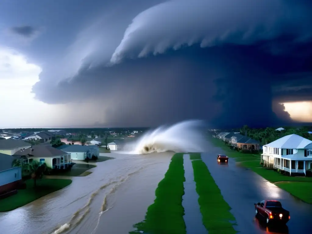 A devastating hurricane ravages across the Gulf of Mexico, leaving destruction in its wake