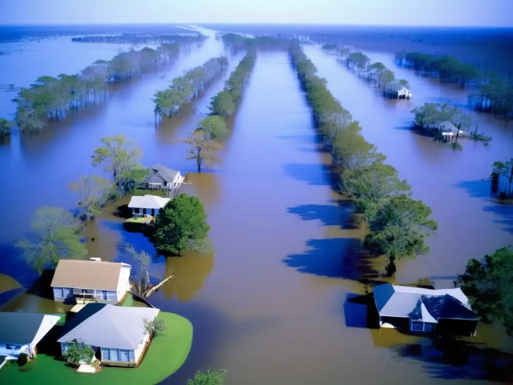 A gripping photograph capturing the devastation caused by Hurricane Katrina