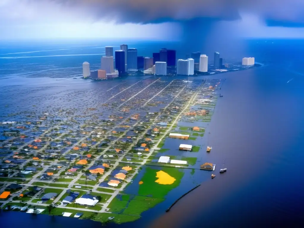 Hurricane Katrina's devastating impact on New Orleans is captured in this dramatic aerial shot