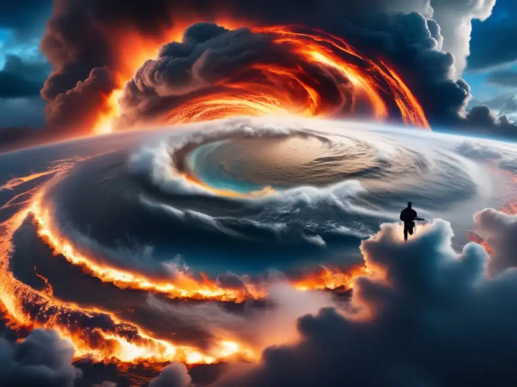 A captivating aerial view of the Earth, where a striking Hurricane engulfs the center of the image