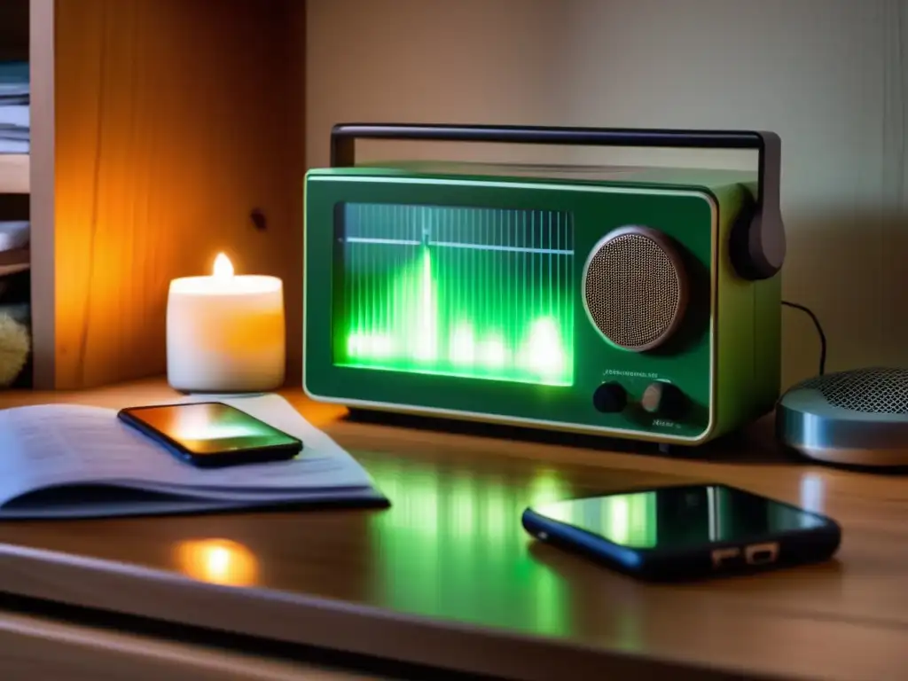 Altar of precaution, a solarpowered radio listens to the destructive path of a hurricane in a prepared home