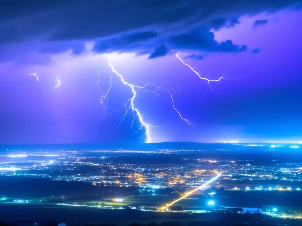 A breathtaking image of a hurricane storm brewing on the horizon, captured from a high vantage point