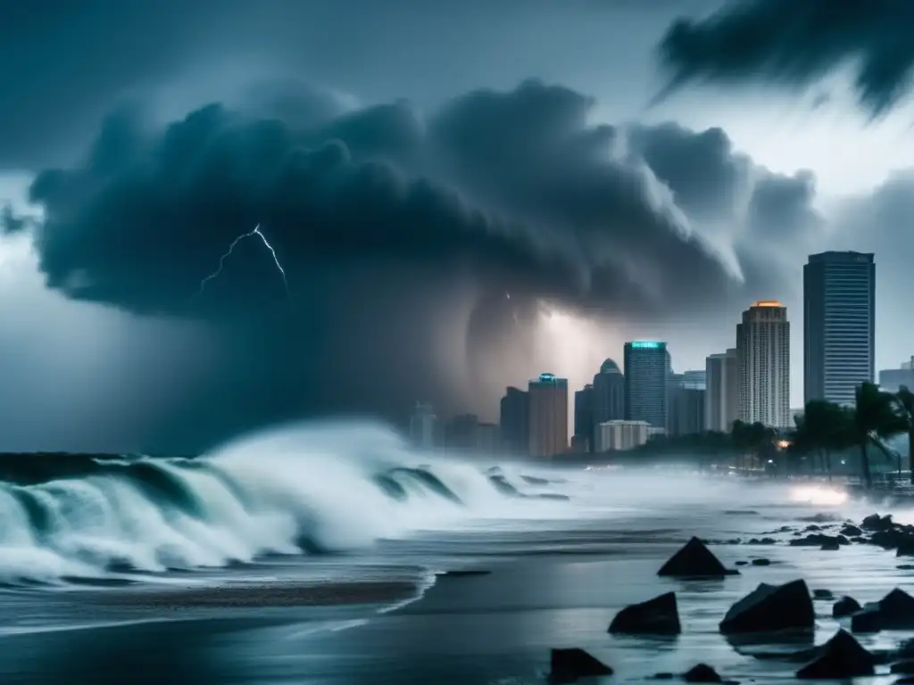  ️ Raging hurricane hits the coastline, unleashing massive waves and torrential rain upon the shore