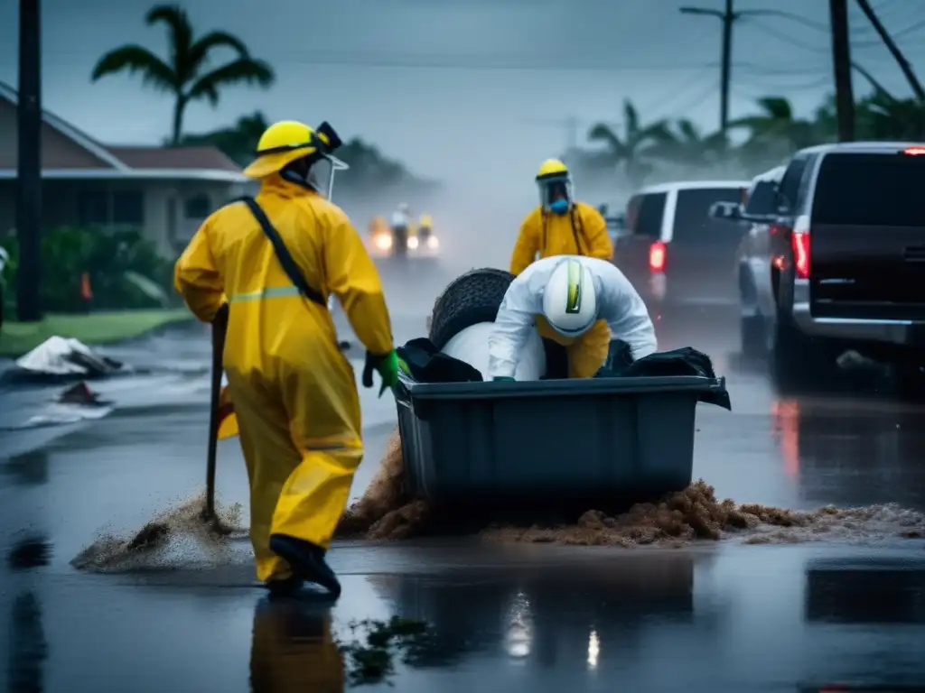 Amidst chaos, courageous rescuers suit up to tackle hazardous waste after hurricane