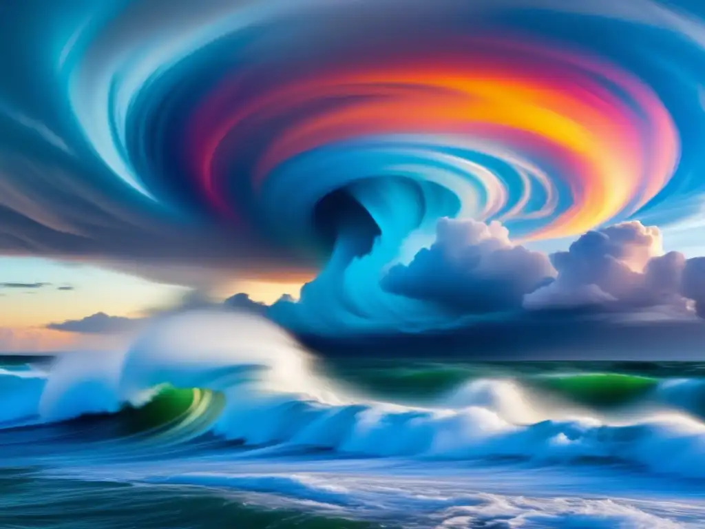 An intense and swirling maelstrom of vibrant colors fill the horizon, drawing in everything nearby