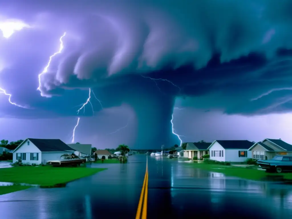 The 1993 Hurricane wrecked havoc on the city, leaving behind a flooded street with destroyed houses and abandoned cars