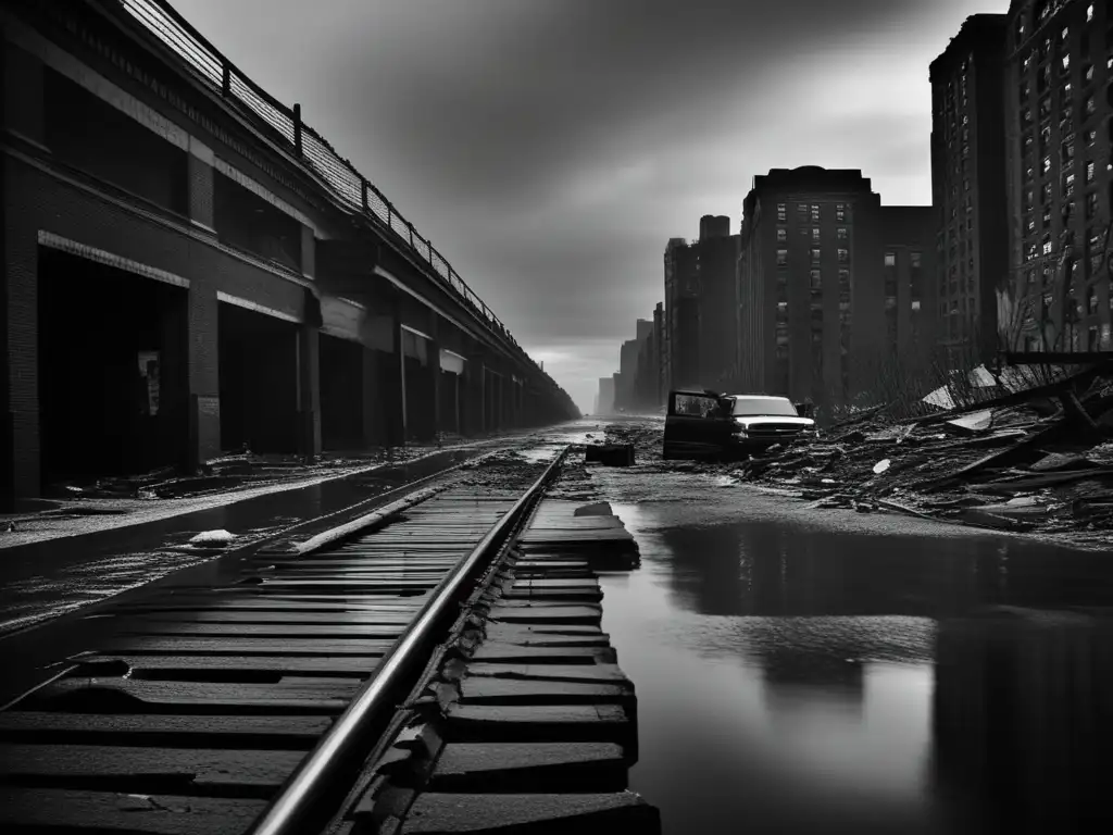 A gripping series of black and white photographs captures the devastation of Hurricane Sandy on New York City