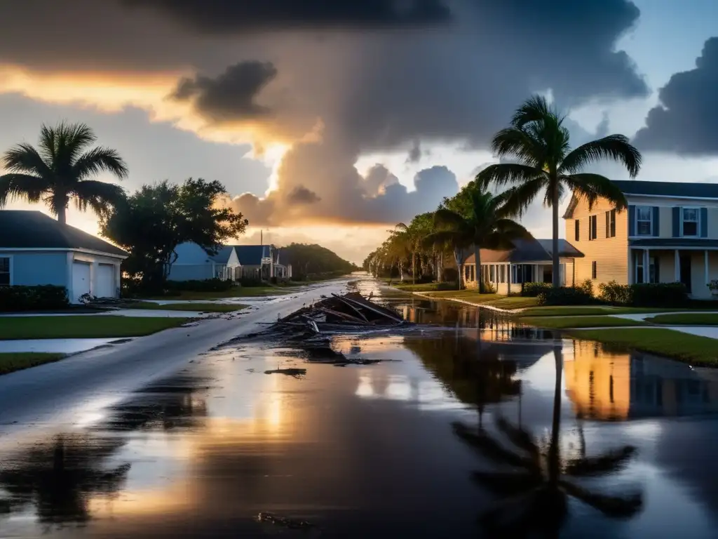 A cinematic photograph captures the aftermath of the Great Hurricane of 1938 in Vero Beach, FL