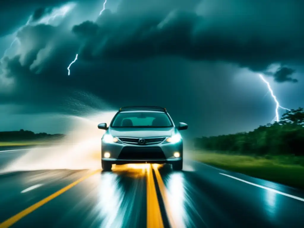 Got ready to roll through a hurricane with my car, but the lightning and heavy rain were no joke