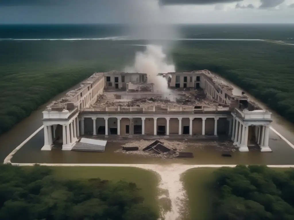 Destruction reigns upon this once-gorgeous historic site, now decimated by a hurricane's rage