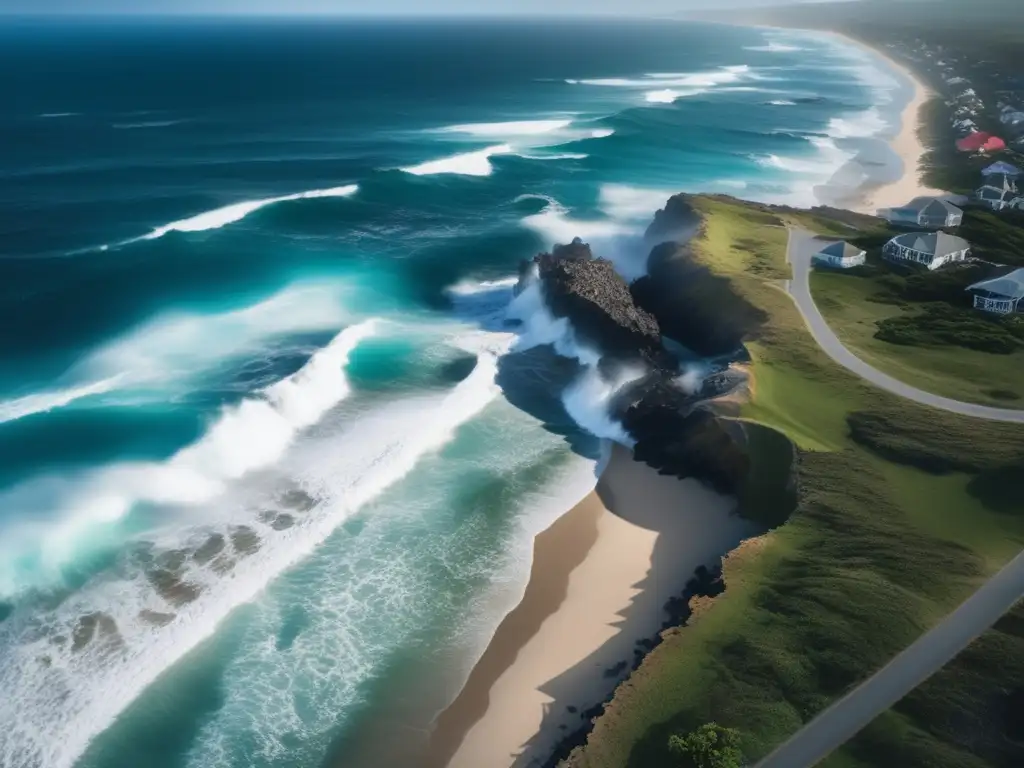 Amidst the chaos of the hurricane, the ocean being abused, waves crashing onto the shore leaves a bleak outlook