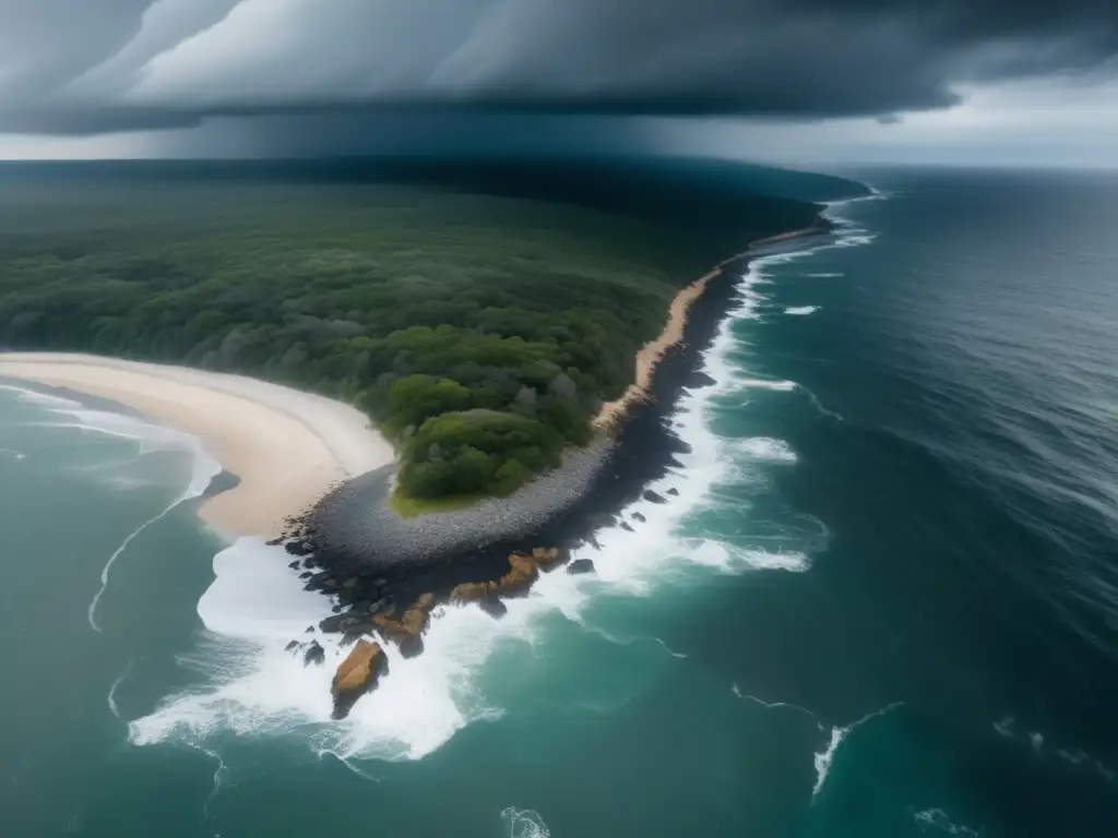 Thunder crashes over the ravaged eastern coast of New England as the gray-blue Atlantic Ocean relentlessly pounds the rugged shoreline