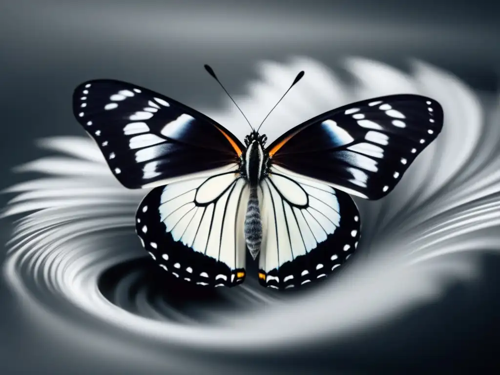 Effortlessly emerging from the eye of chaos, a diamond in the rough butterfly radiates resilience and transformation