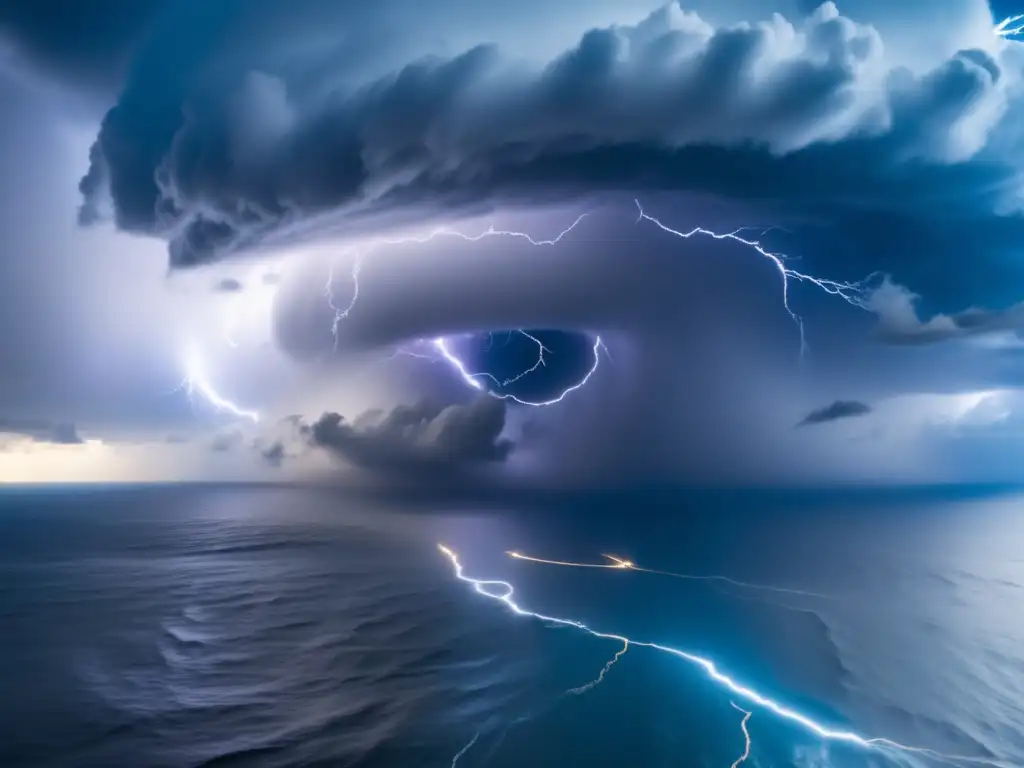 A hurricane's eye, in all its destructive beauty, is seen from above