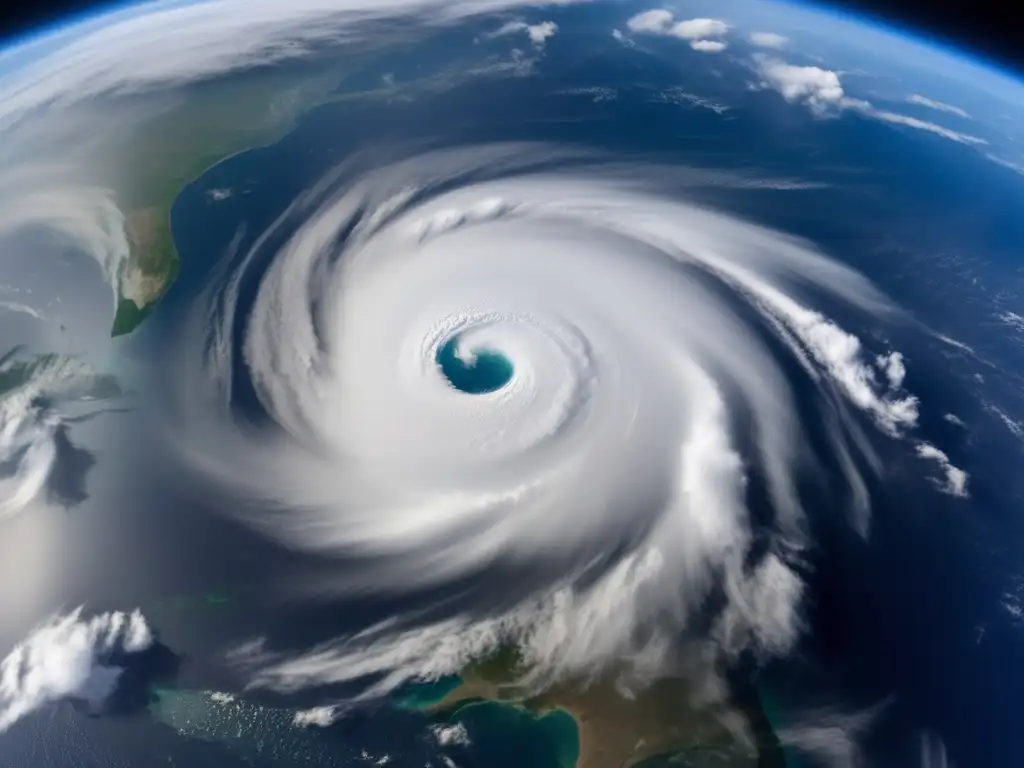 In this stunning image, a tropical storm fills the frame, its hurricane eye measuring 737 km in circumference