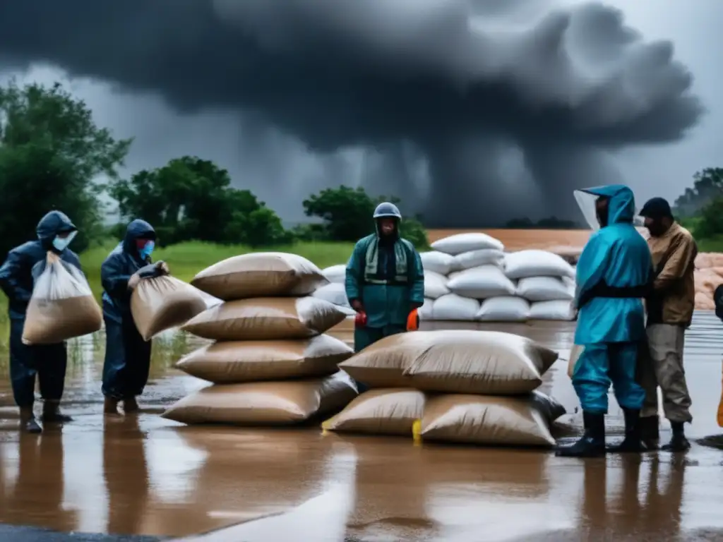 In the eye of the storm, a group of determined individuals stand ready to defend their homes