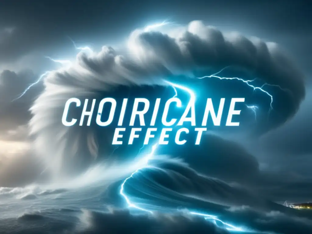 A cinematic image of a hurricane taking shape with swirling rain, lightning bolt and the text, 'The Significance of Coriolis Effect in Hurricane Formation