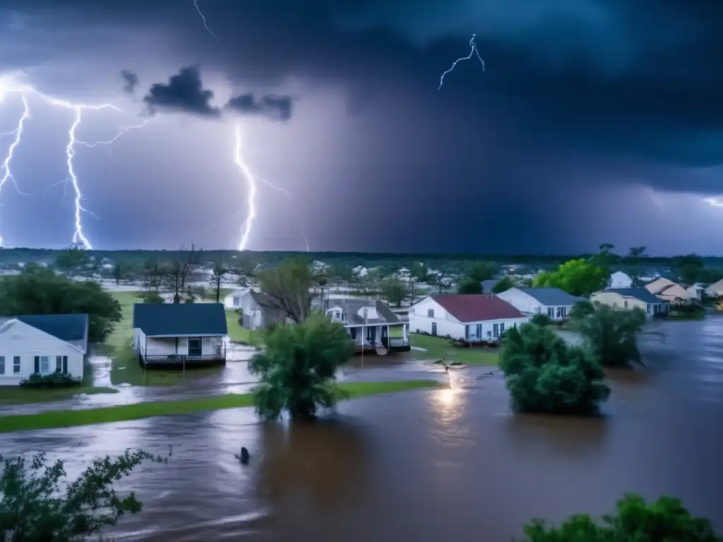 The small town stands still in the aftermath of the devastating hurricane, with broken buildings and flooded streets