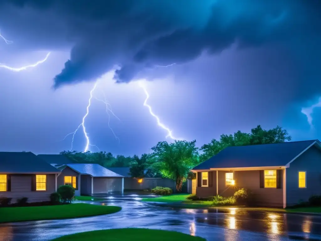 In the heart of a storm, a hurricane rages on, drenching buildings and wildlife in its wrath