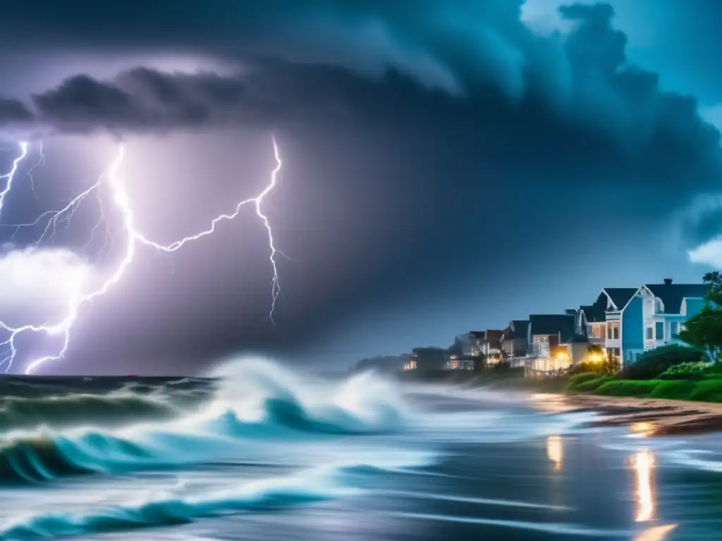 A lone figure stands firm amidst the chaos of a hurricane, with an unwavering expression