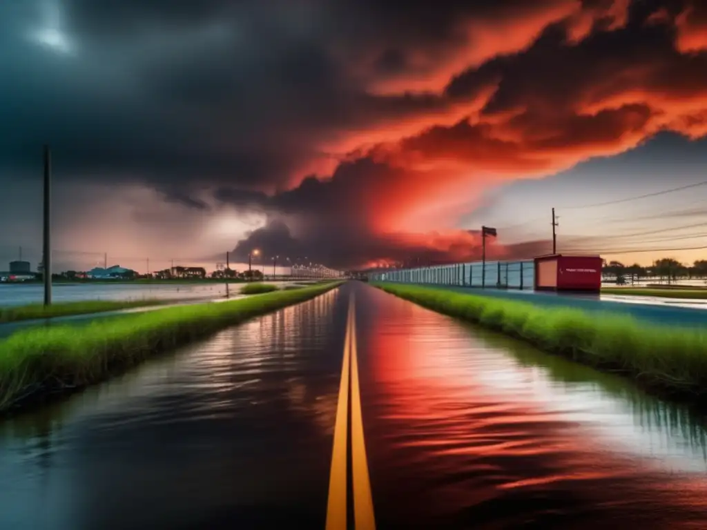 The flooded section of I10 in New Orleans captures the tragic aftermath of Hurricane Katrina in 2005, showcasing the devastation left behind