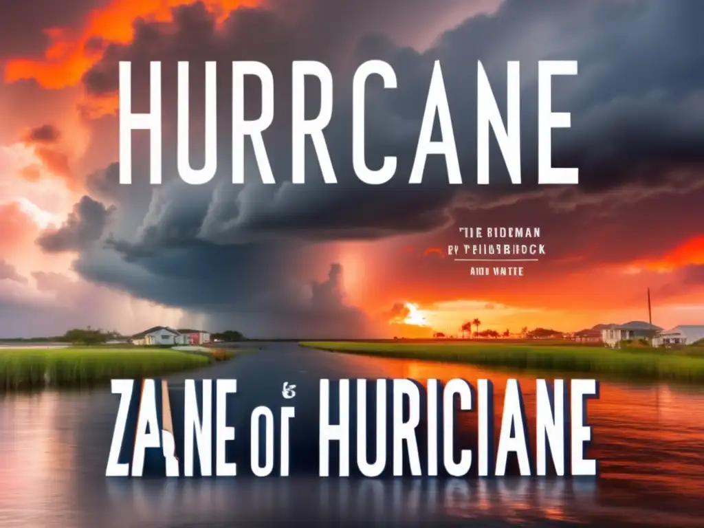 In this striking book cover, Hurricane Katrina rages on, with dark clouds looming above and water flooding the foreground