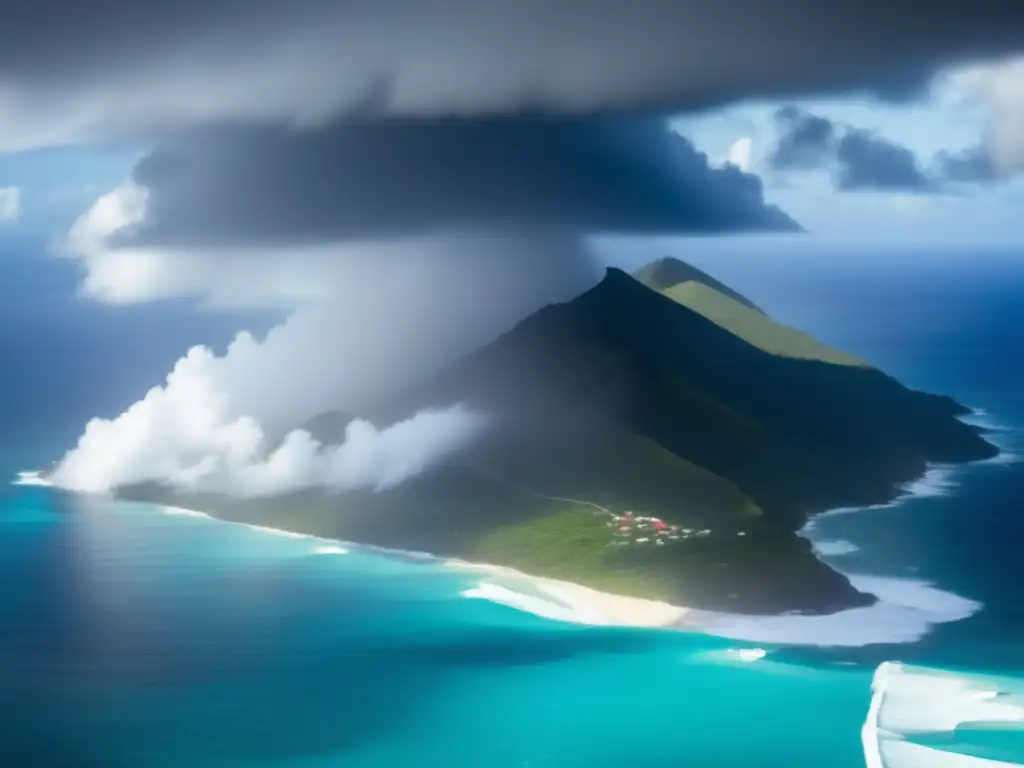 Hurricane Maria visually impacts the serene waters of Hispaniola, with towering clouds packing a powerful punch