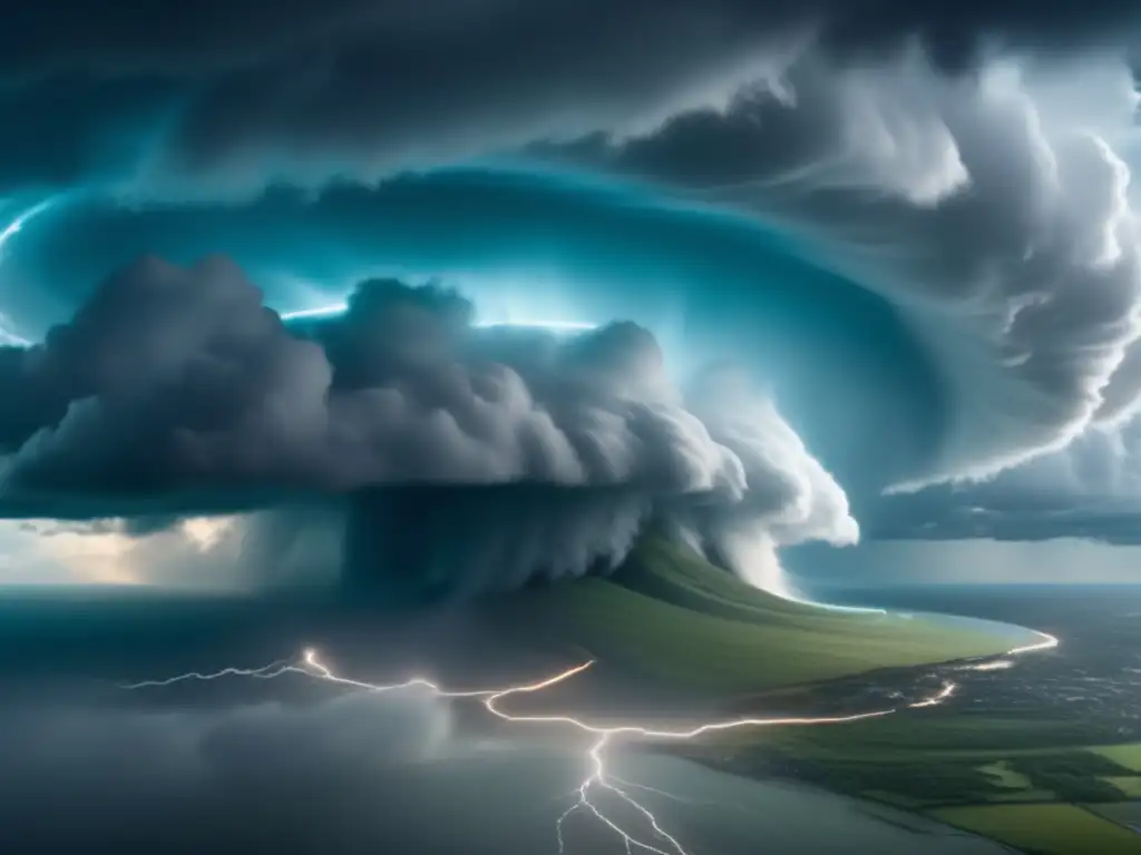 Dash: 'Intense - Powerful hurricane swirls with lightning, rain & winds in cinematic aerial shot