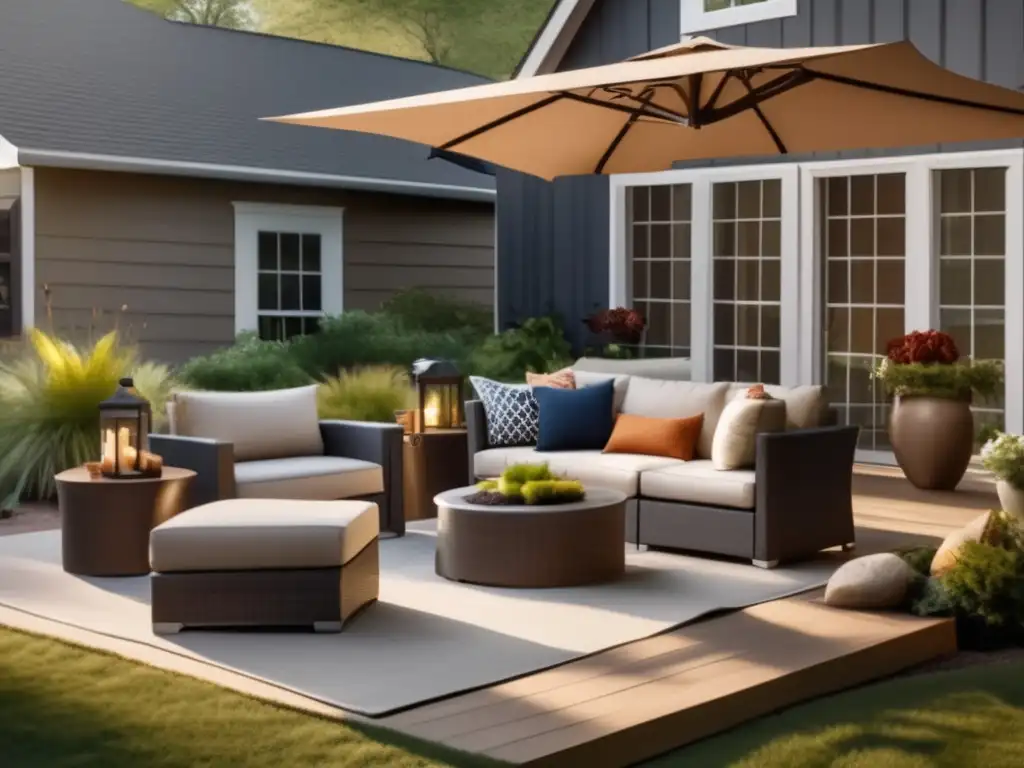 The backyard is ready for any weather with hurricaneresistant furniture and awnings, perfect for barbecues or lounging