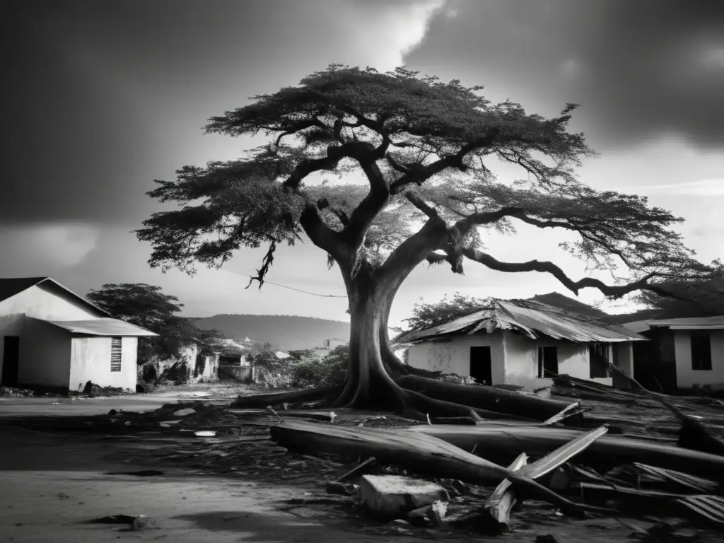 A hero stands tall amidst the ruins of a hurricane-torn Jamaican village