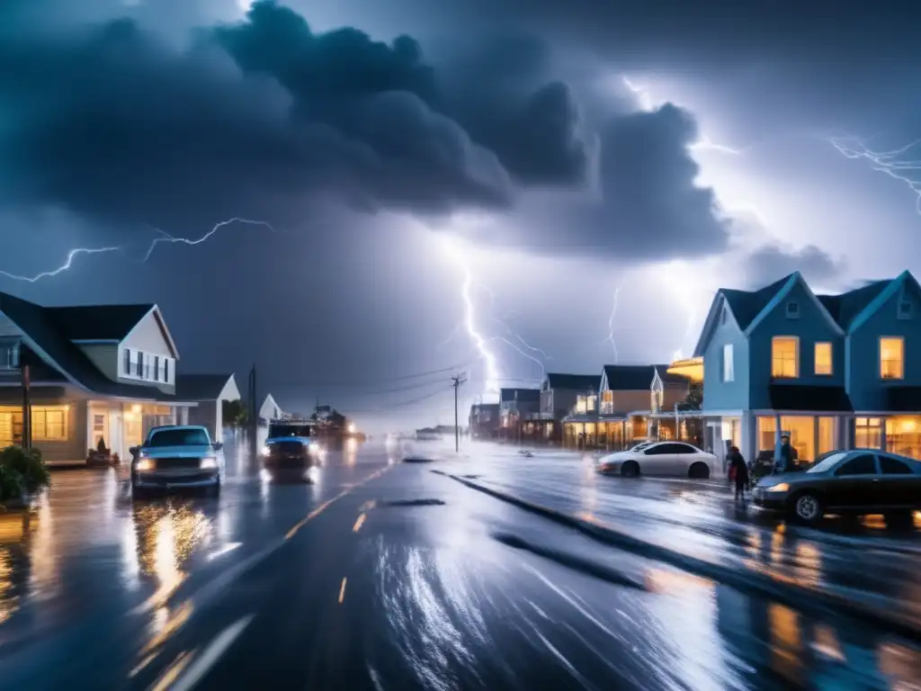 Swept away by the storm: A hurricane ravages a small coastal town, leaving a trail of devastation in its wake